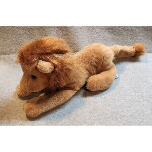 16" Vintage R. Dakin Laying Lion Plush Brown Mane 1984